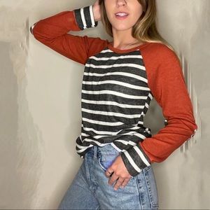 Striped Sweater with Elbow Patches